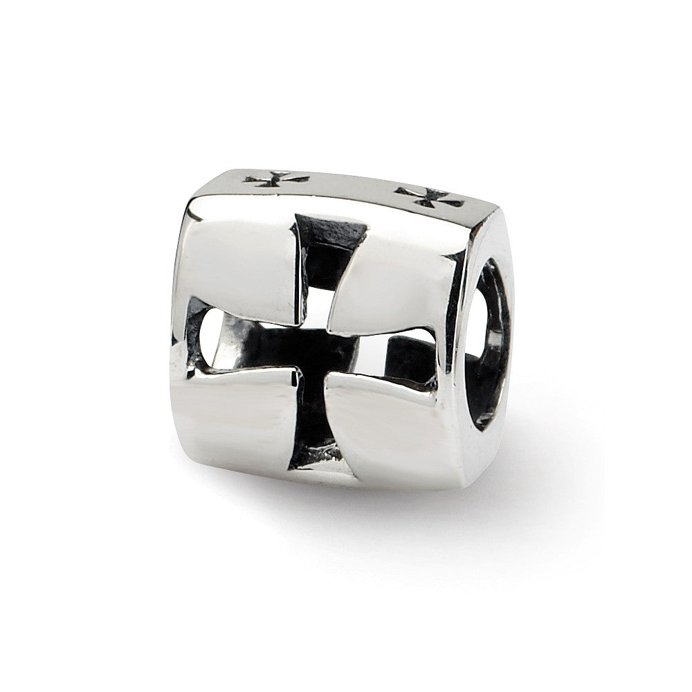 Sterling Silver Maltese Cross Bead Charm, Item B8834 by The Black Bow Jewelry Co.