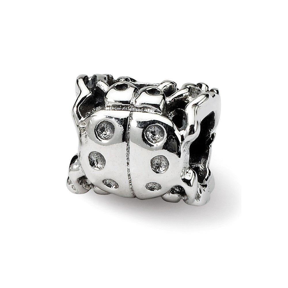 Sterling Silver High Polished Ladybug Bead Charm, Item B8845 by The Black Bow Jewelry Co.