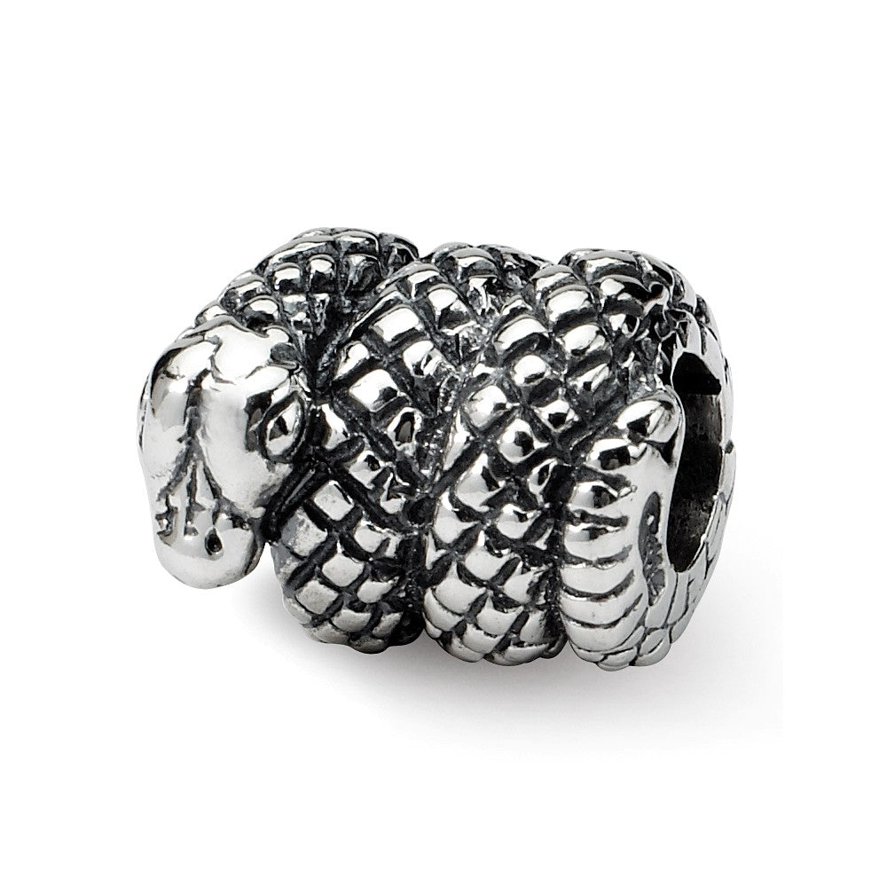 Sterling Silver Snake Bead Charm, Item B8846 by The Black Bow Jewelry Co.
