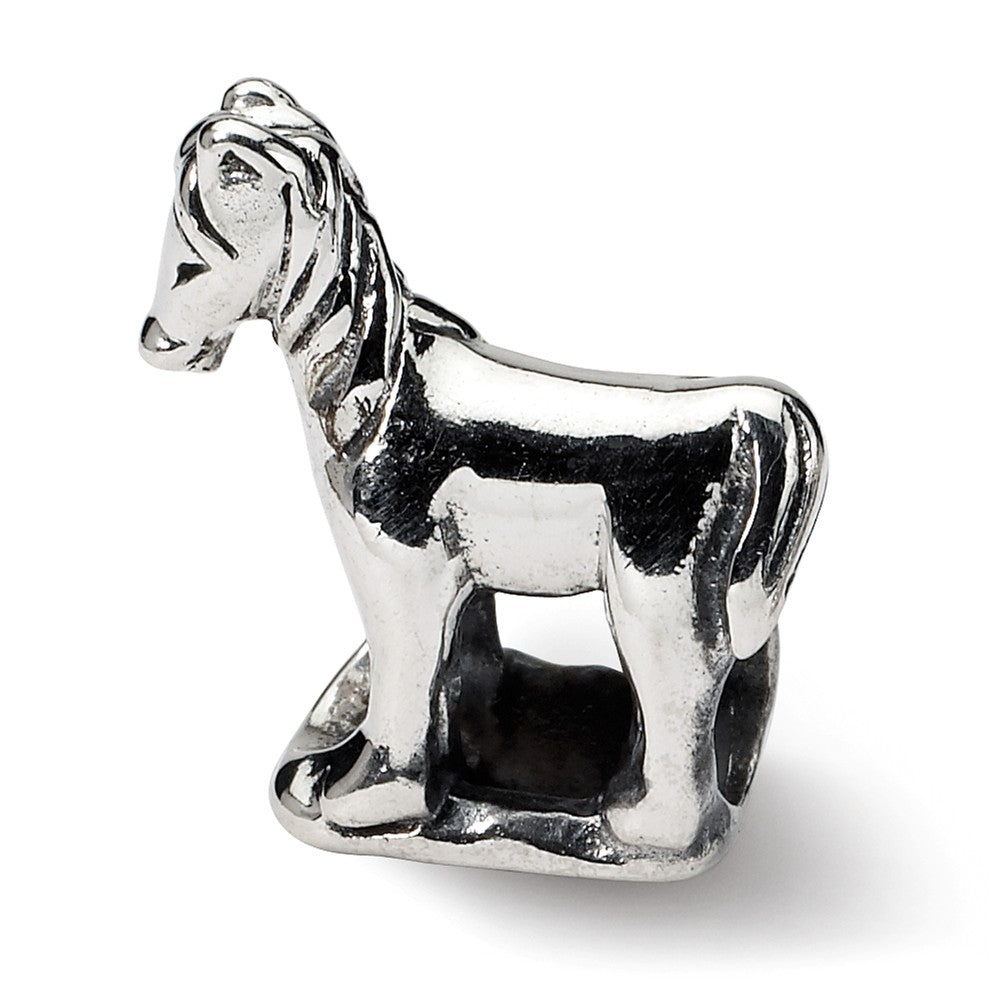 Sterling Silver Prancing Horse Bead Charm, Item B8853 by The Black Bow Jewelry Co.
