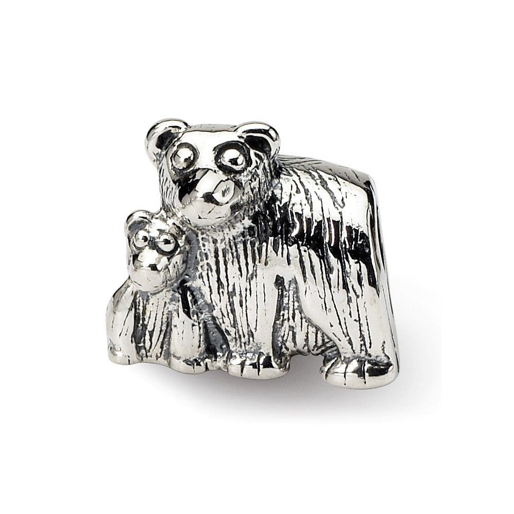 Sterling Silver Mama and Baby Bear Bead Charm, Item B8855 by The Black Bow Jewelry Co.