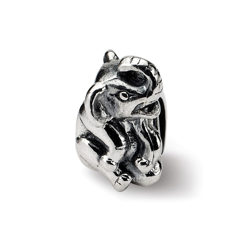 Sterling Silver Sitting Elephant Bead Charm, Item B8860 by The Black Bow Jewelry Co.