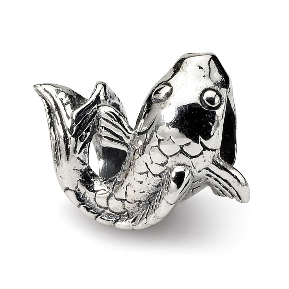 Sterling Silver Swimming Fish Bead Charm, Item B8871 by The Black Bow Jewelry Co.