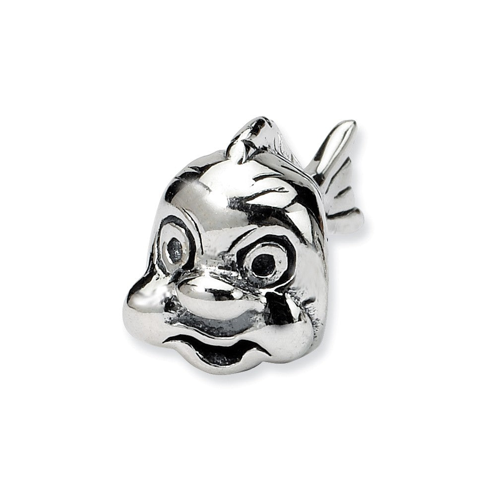 Sterling Silver Animated Fish Bead Charm, Item B8875 by The Black Bow Jewelry Co.