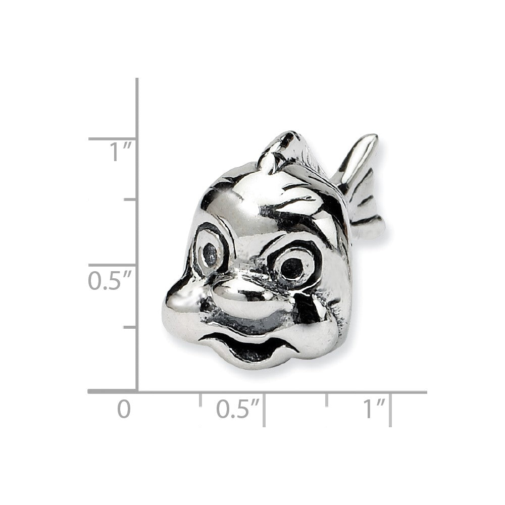 Alternate view of the Sterling Silver Animated Fish Bead Charm by The Black Bow Jewelry Co.