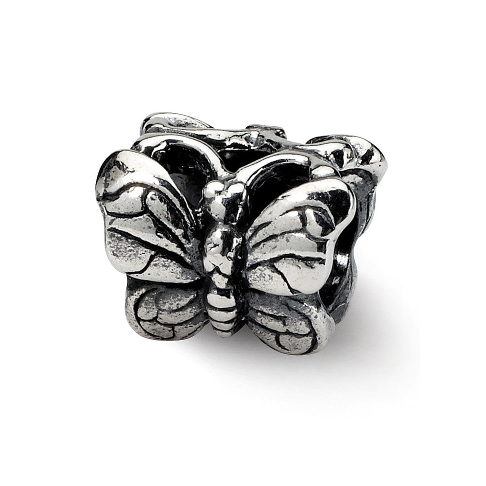 Sterling Silver Polished Butterfly Bead Charm, Item B8878 by The Black Bow Jewelry Co.
