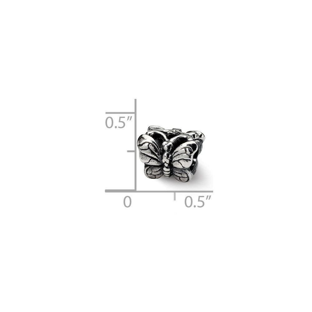 Alternate view of the Sterling Silver Polished Butterfly Bead Charm by The Black Bow Jewelry Co.