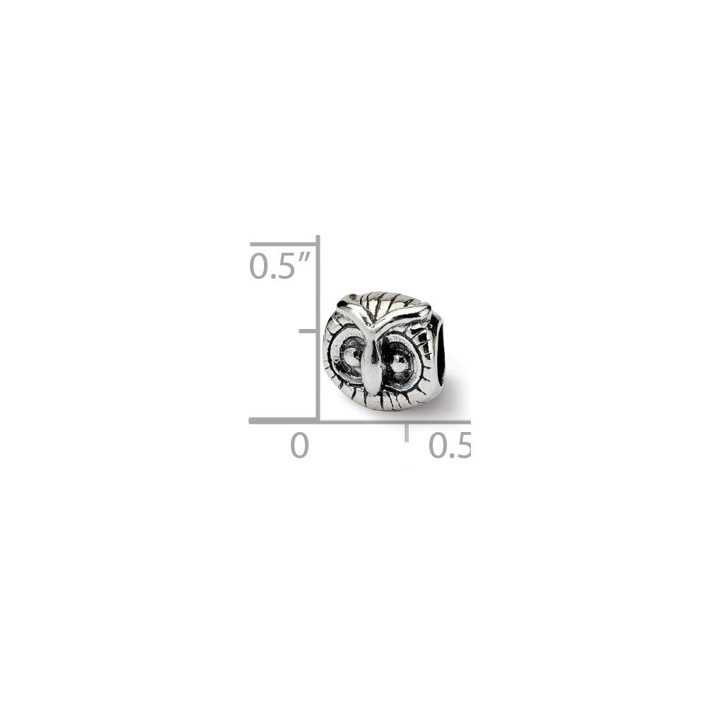 Alternate view of the Sterling Silver Owl Head Bead Charm by The Black Bow Jewelry Co.