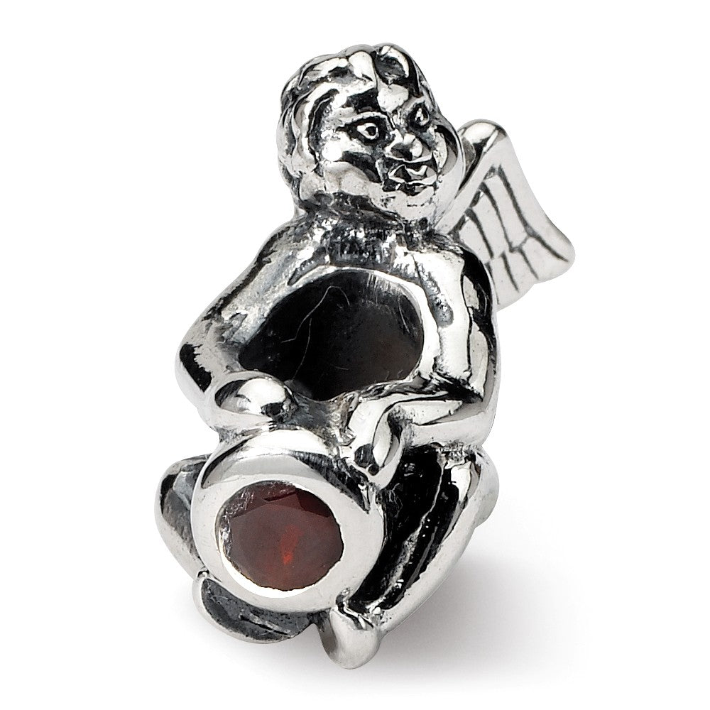 Sterling Silver January CZ Birthstone, Angel Bead Charm, Item B8896 by The Black Bow Jewelry Co.