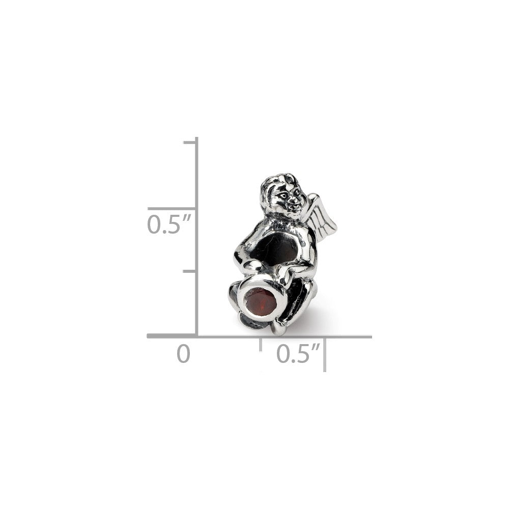 Alternate view of the Sterling Silver January CZ Birthstone, Angel Bead Charm by The Black Bow Jewelry Co.