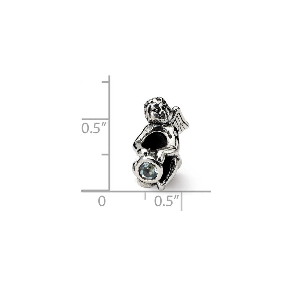 Alternate view of the Sterling Silver March CZ Birthstone, Angel Bead Charm by The Black Bow Jewelry Co.