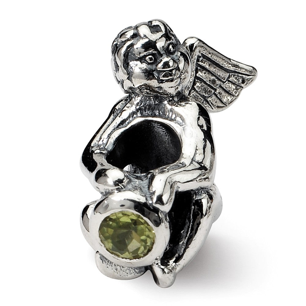 Sterling Silver August CZ Birthstone, Angel Bead Charm, Item B8903 by The Black Bow Jewelry Co.