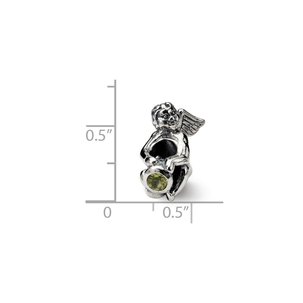 Alternate view of the Sterling Silver August CZ Birthstone, Angel Bead Charm by The Black Bow Jewelry Co.