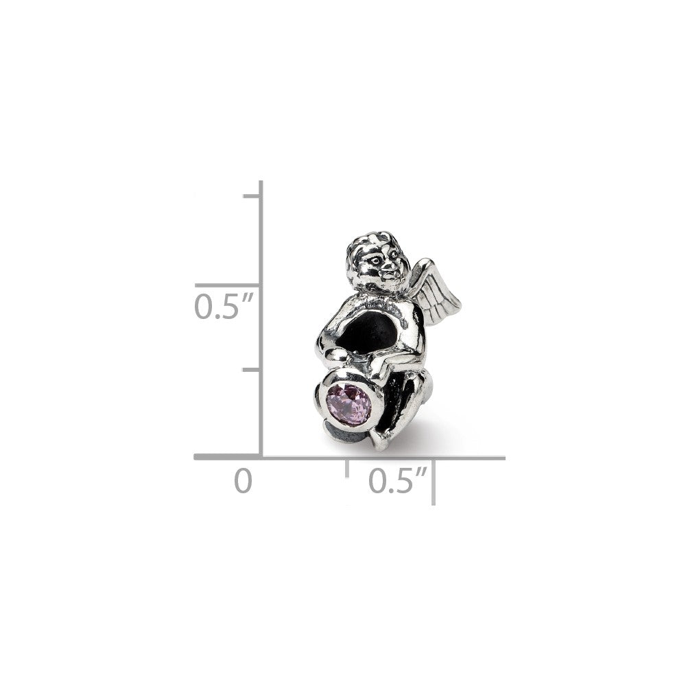 Alternate view of the Sterling Silver October CZ Birthstone, Angel Bead Charm by The Black Bow Jewelry Co.
