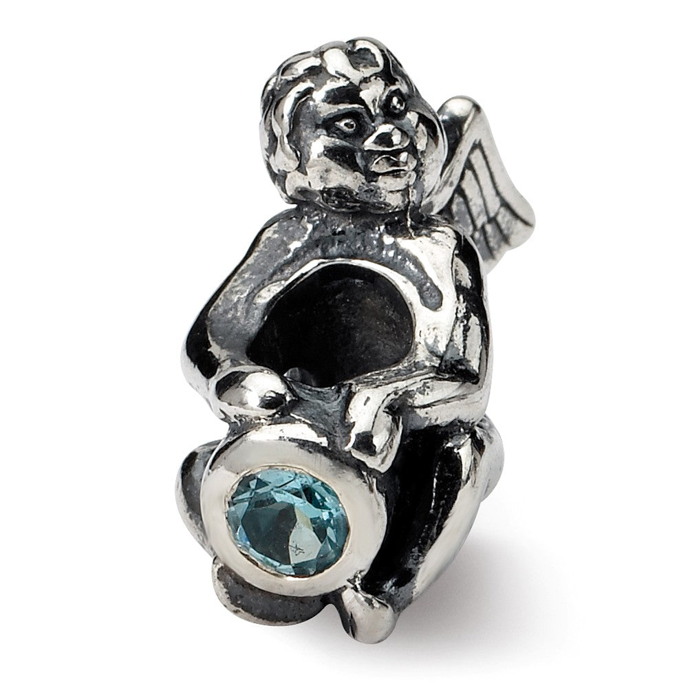 Sterling Silver December CZ Birthstone, Angel Bead Charm, Item B8907 by The Black Bow Jewelry Co.