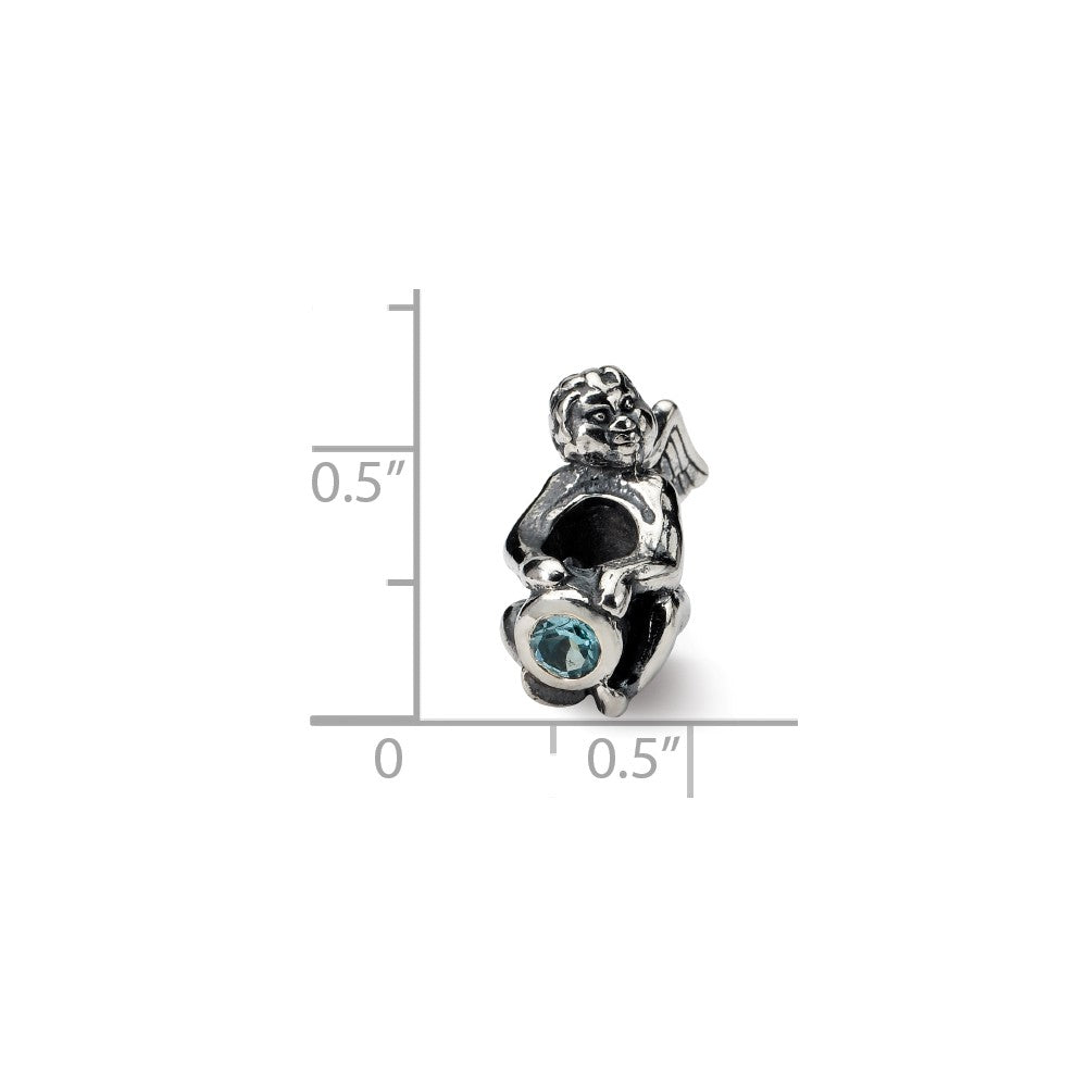Alternate view of the Sterling Silver December CZ Birthstone, Angel Bead Charm by The Black Bow Jewelry Co.