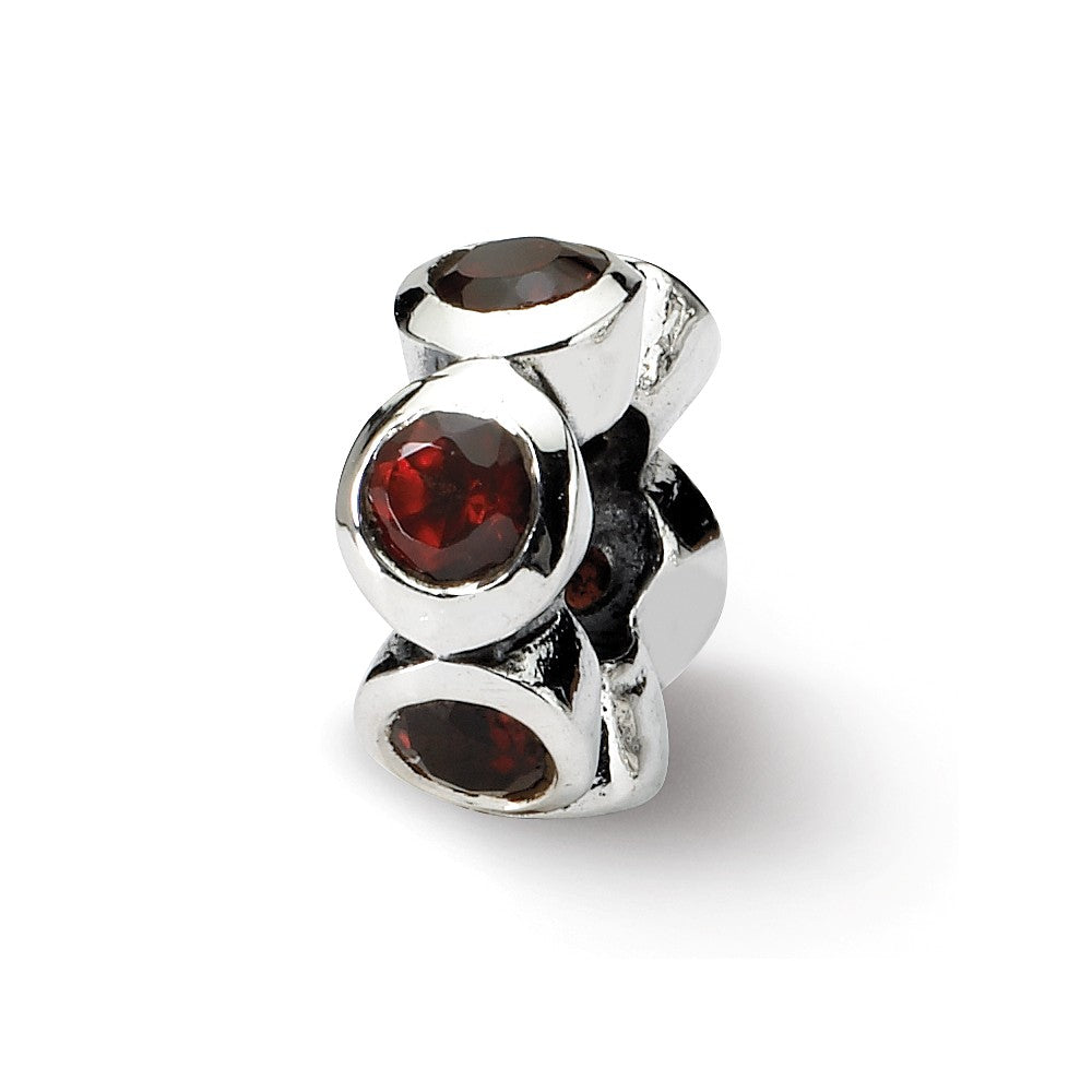 Sterling Silver and Red CZ, Six-Stone Bead Charm, Item B8912 by The Black Bow Jewelry Co.