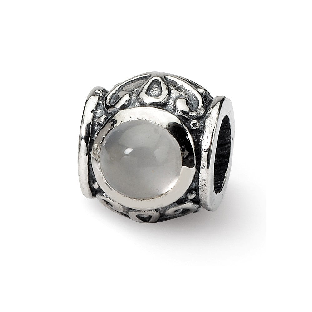 Sterling Silver and Iridescent CZ, Barrel Bead Charm, Item B8939 by The Black Bow Jewelry Co.
