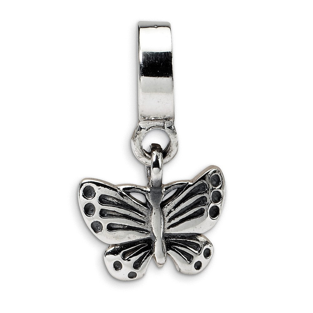 Sterling Silver Butterfly Dangle Bead Charm, Item B8973 by The Black Bow Jewelry Co.