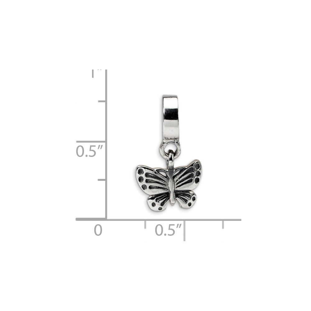 Alternate view of the Sterling Silver Butterfly Dangle Bead Charm by The Black Bow Jewelry Co.