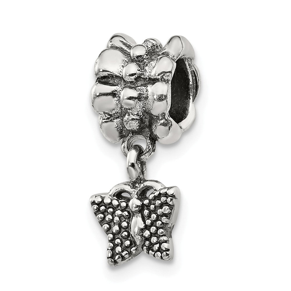 Antiqued Sterling Silver Butterfly Dangle Bead Charm, Item B8974 by The Black Bow Jewelry Co.