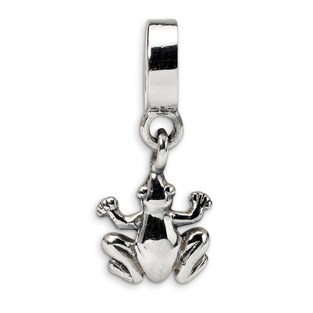 Sterling Silver Frog Dangle Bead Charm, Item B8977 by The Black Bow Jewelry Co.