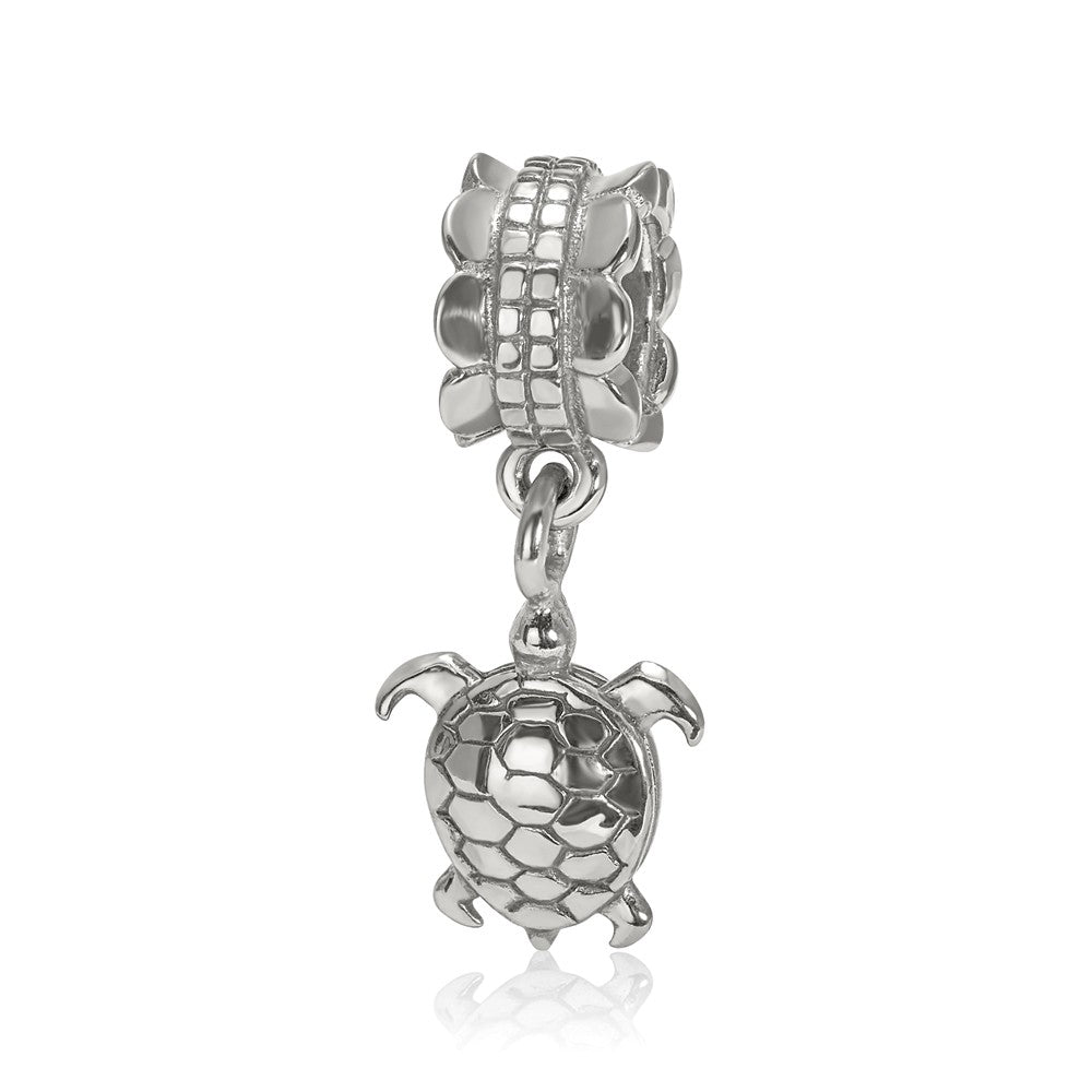 Sterling Silver Turtle Dangle Bead Charm, Item B8978 by The Black Bow Jewelry Co.