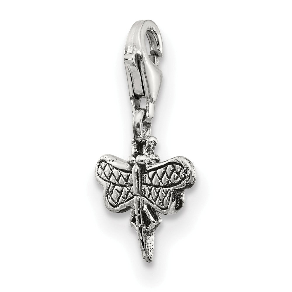 Sterling Silver Dragonfly Clip-on Bead Charm, Item B8986 by The Black Bow Jewelry Co.