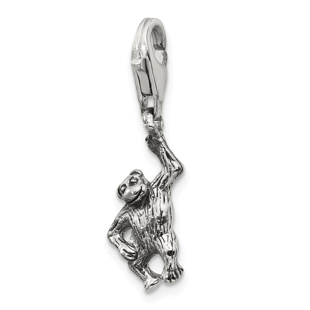Sterling Silver Monkey Clip-on Bead Charm, Item B8992 by The Black Bow Jewelry Co.