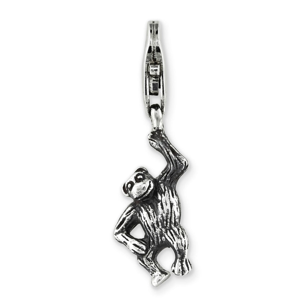 Alternate view of the Sterling Silver Monkey Clip-on Bead Charm by The Black Bow Jewelry Co.