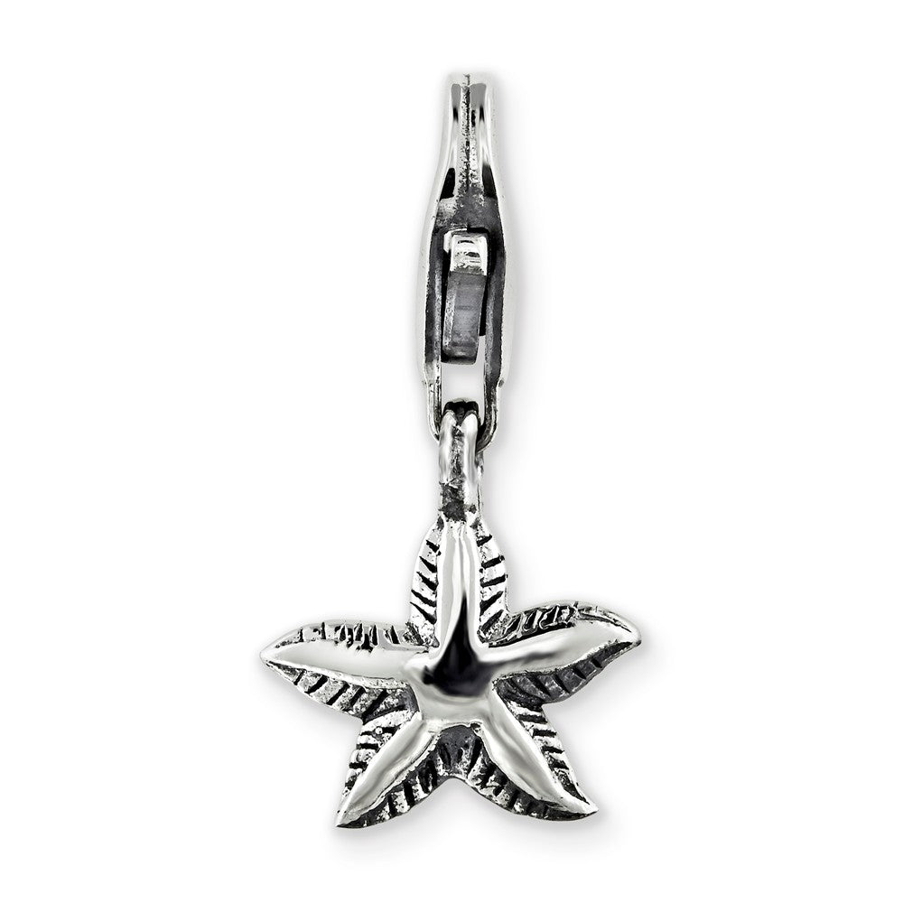 Alternate view of the Sterling Silver Starfish Clip-on Bead Charm by The Black Bow Jewelry Co.