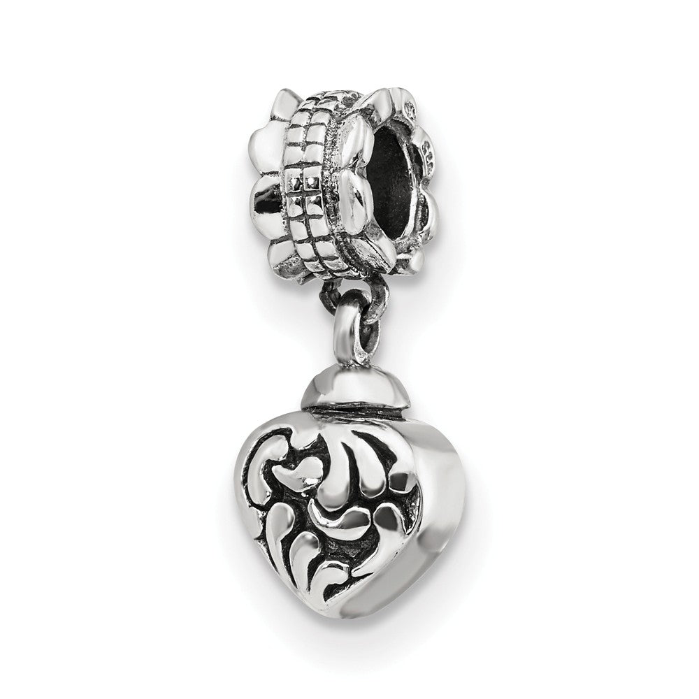 Sterling Silver Heart Ash Holder Bead Charm, Item B9015 by The Black Bow Jewelry Co.