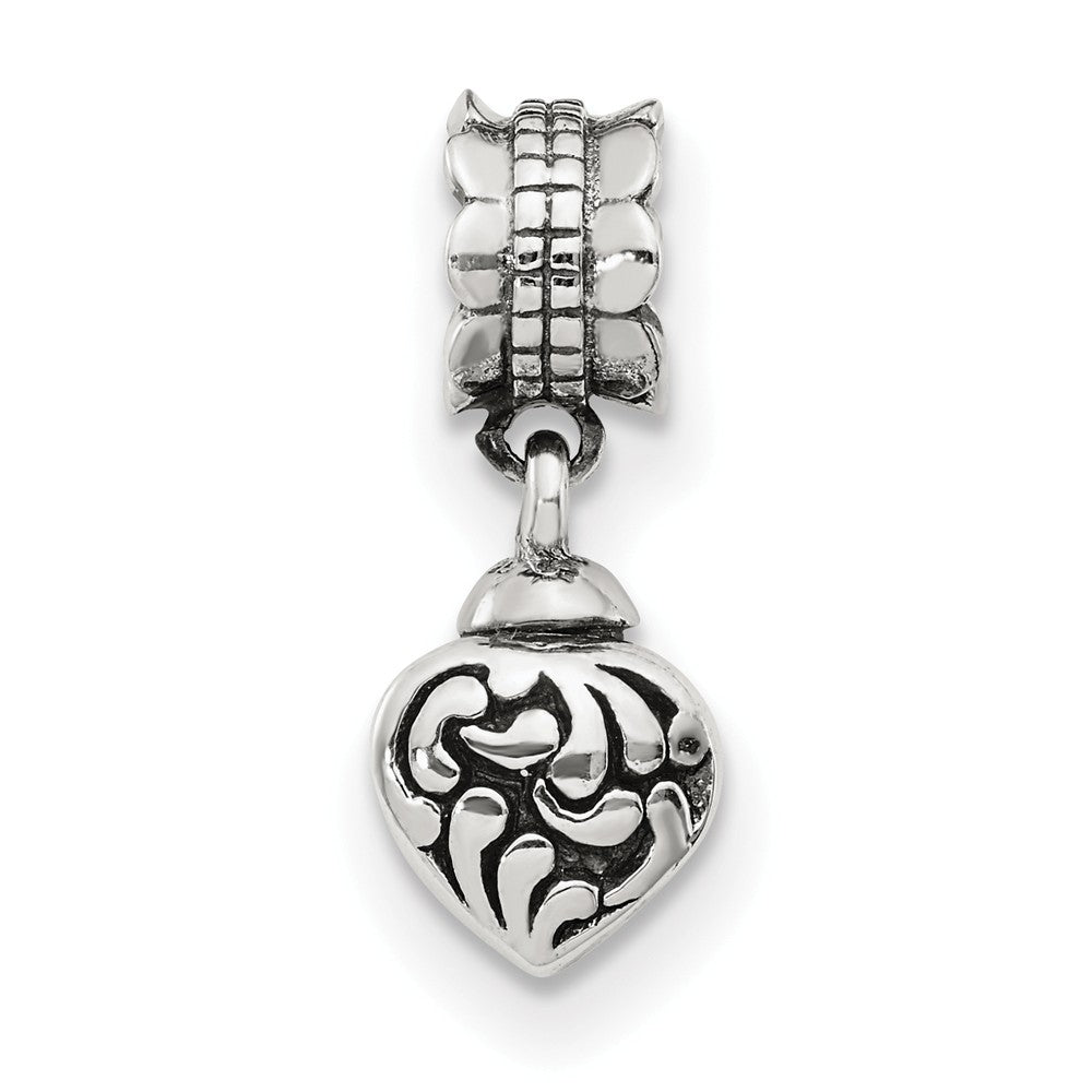Alternate view of the Sterling Silver Heart Ash Holder Bead Charm by The Black Bow Jewelry Co.