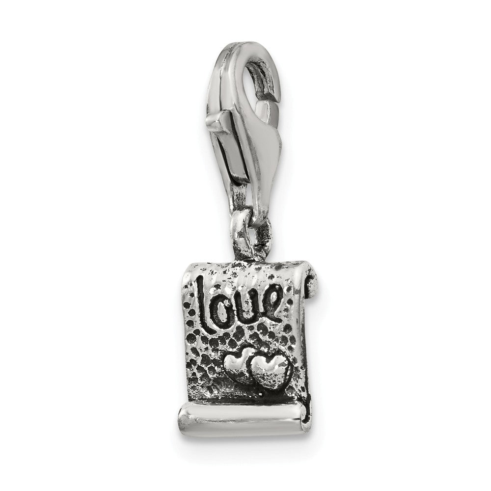 Sterling Silver Love Note Clip-on Bead Charm, Item B9016 by The Black Bow Jewelry Co.