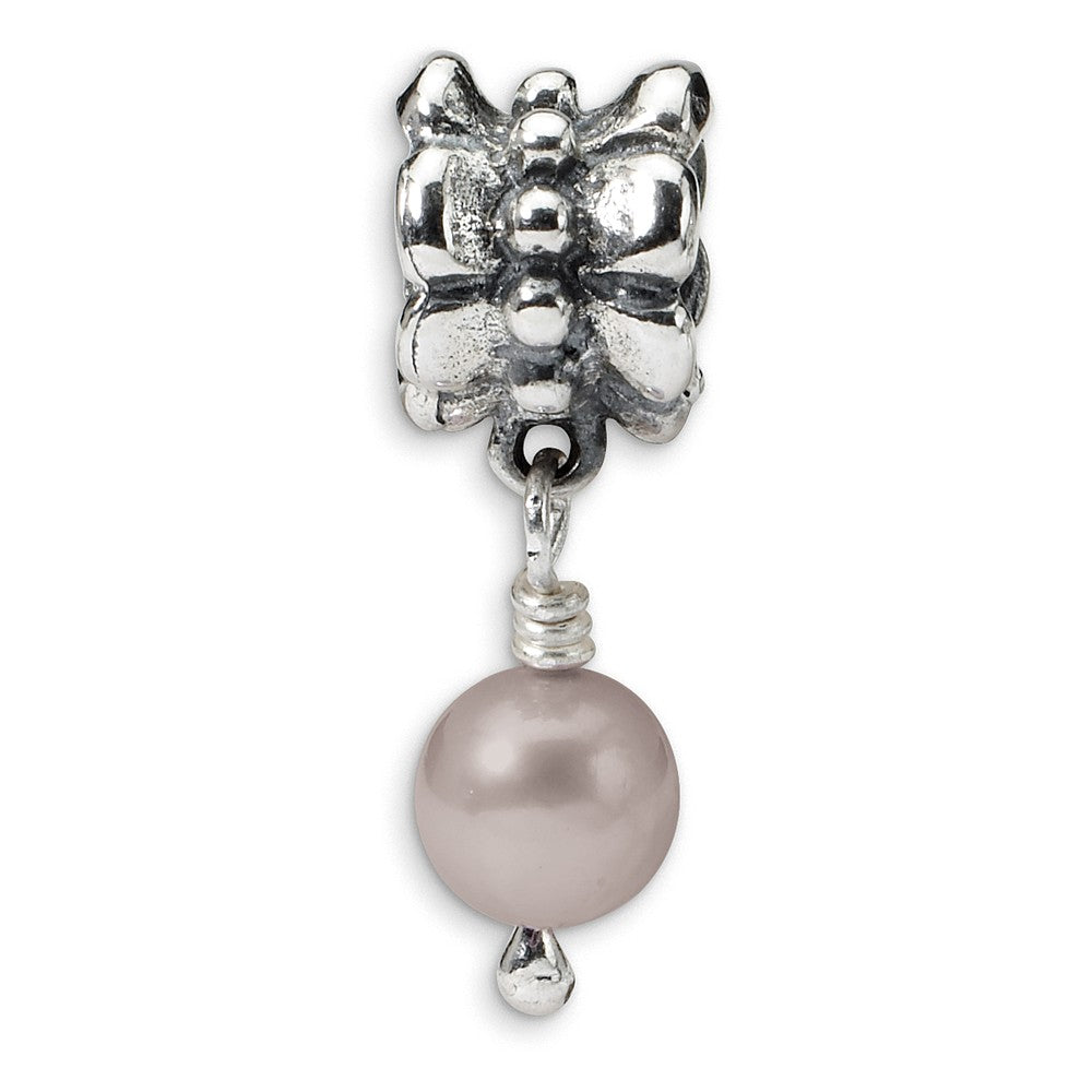 6mm Gray FW Cultured Pearl &amp; Sterling Silver Dangle Bead Charm, Item B9020 by The Black Bow Jewelry Co.
