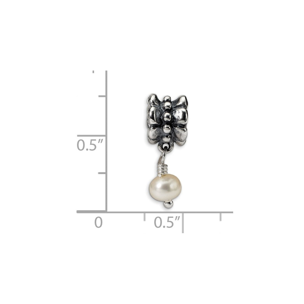 Alternate view of the 6mm FW Cultured White Pearl &amp; Sterling Silver Bead Charm by The Black Bow Jewelry Co.