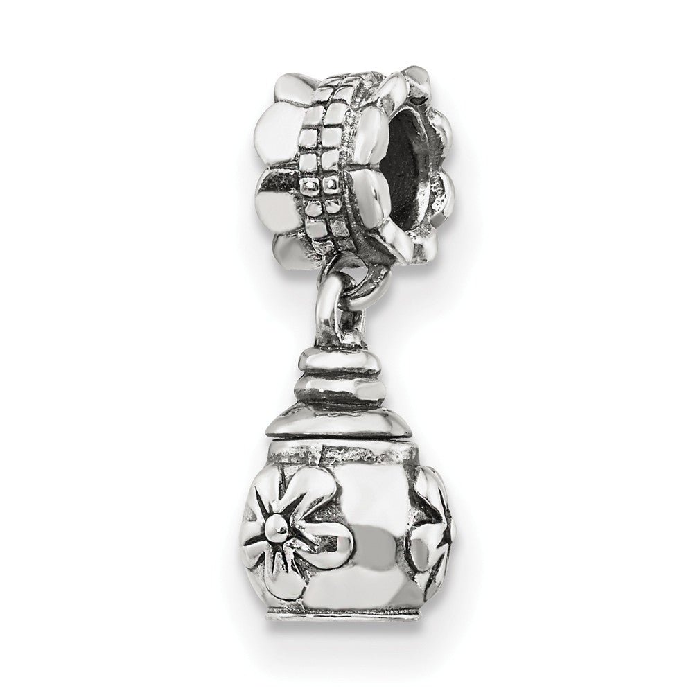 Sterling Silver Floral Vase Ash Holder Bead Charm, Item B9022 by The Black Bow Jewelry Co.