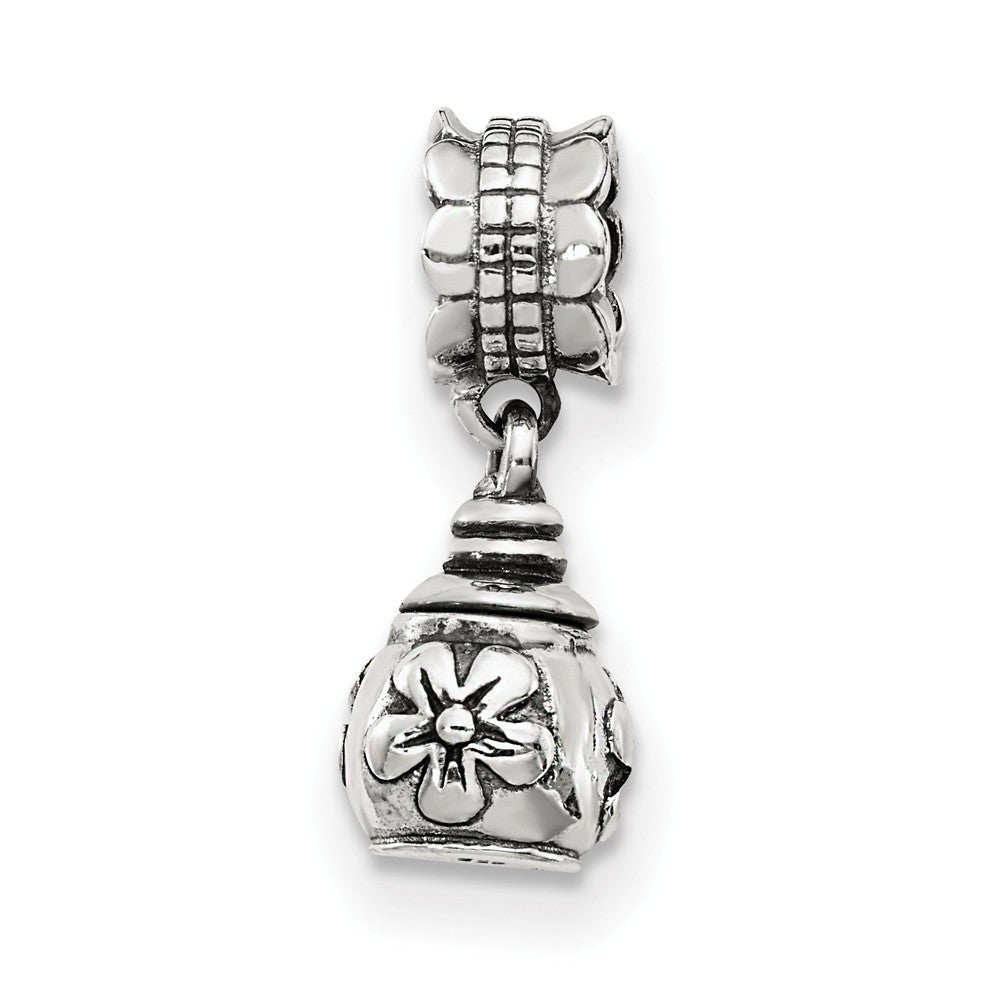 Alternate view of the Sterling Silver Floral Vase Ash Holder Bead Charm by The Black Bow Jewelry Co.