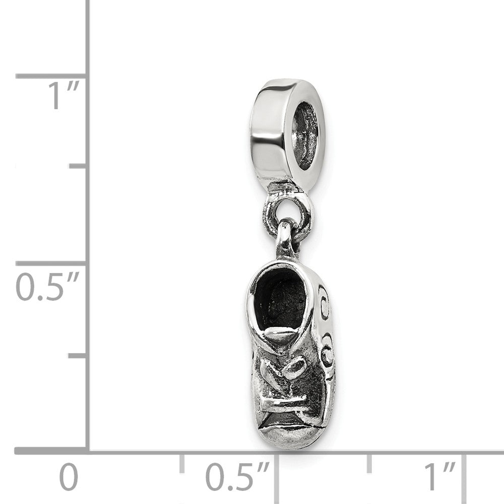 Alternate view of the Sterling Silver Baby Shoe Dangle Bead Charm by The Black Bow Jewelry Co.