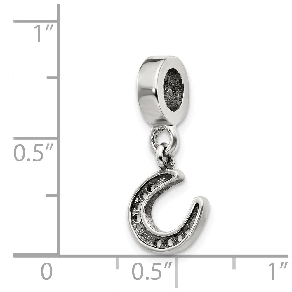 Alternate view of the Sterling Silver Horseshoe Dangle Bead Charm by The Black Bow Jewelry Co.