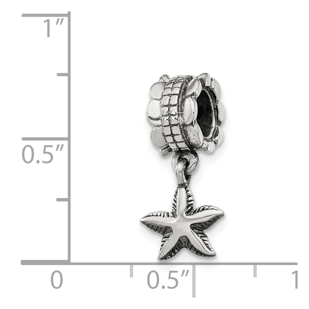 Alternate view of the Sterling Silver Starfish Dangle Bead Charm by The Black Bow Jewelry Co.