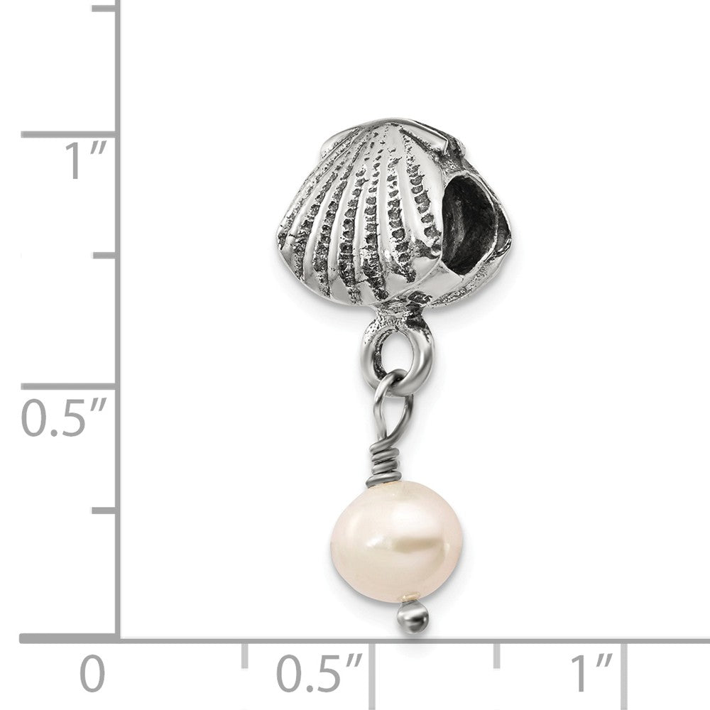 Alternate view of the Seashell FW Cultured Pearl &amp; Sterling Silver Dangle Bead Charm by The Black Bow Jewelry Co.