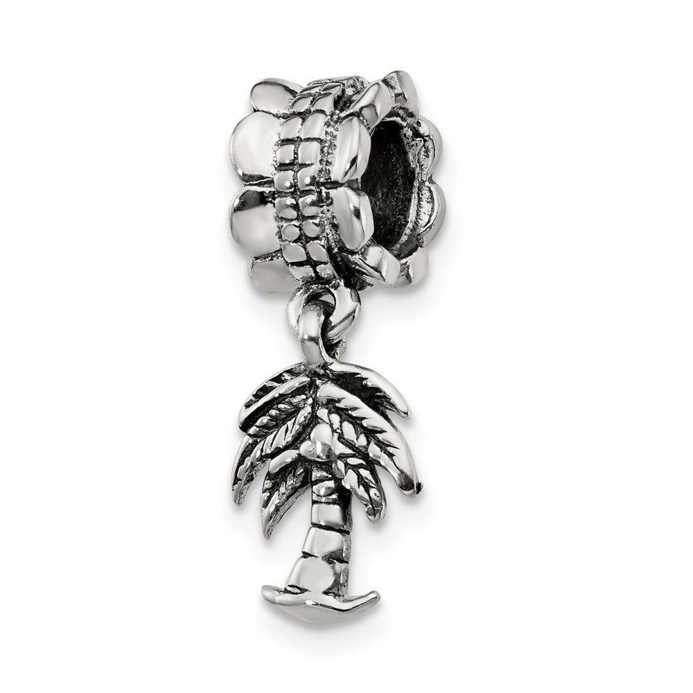 Sterling Silver Palm Tree Dangle Bead Charm, Item B9037 by The Black Bow Jewelry Co.