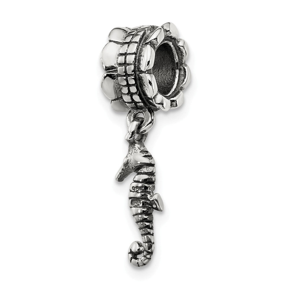 Sterling Silver Sea Horse Dangle Bead Charm, Item B9038 by The Black Bow Jewelry Co.