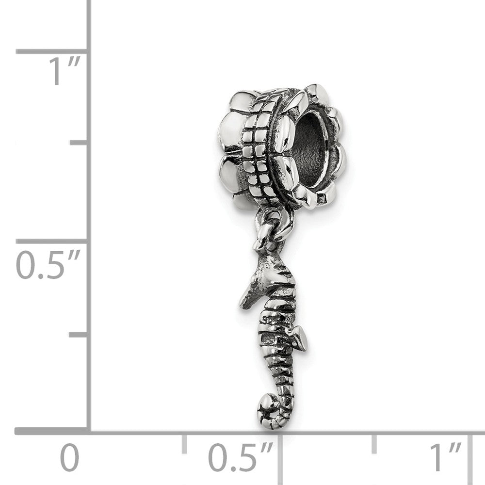 Alternate view of the Sterling Silver Sea Horse Dangle Bead Charm by The Black Bow Jewelry Co.
