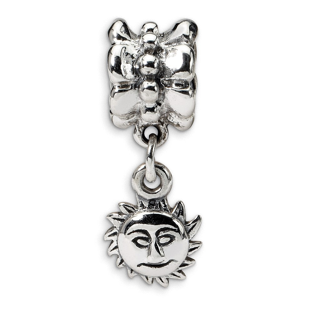 Sterling Silver Sun Dangle Bead Charm, Item B9043 by The Black Bow Jewelry Co.