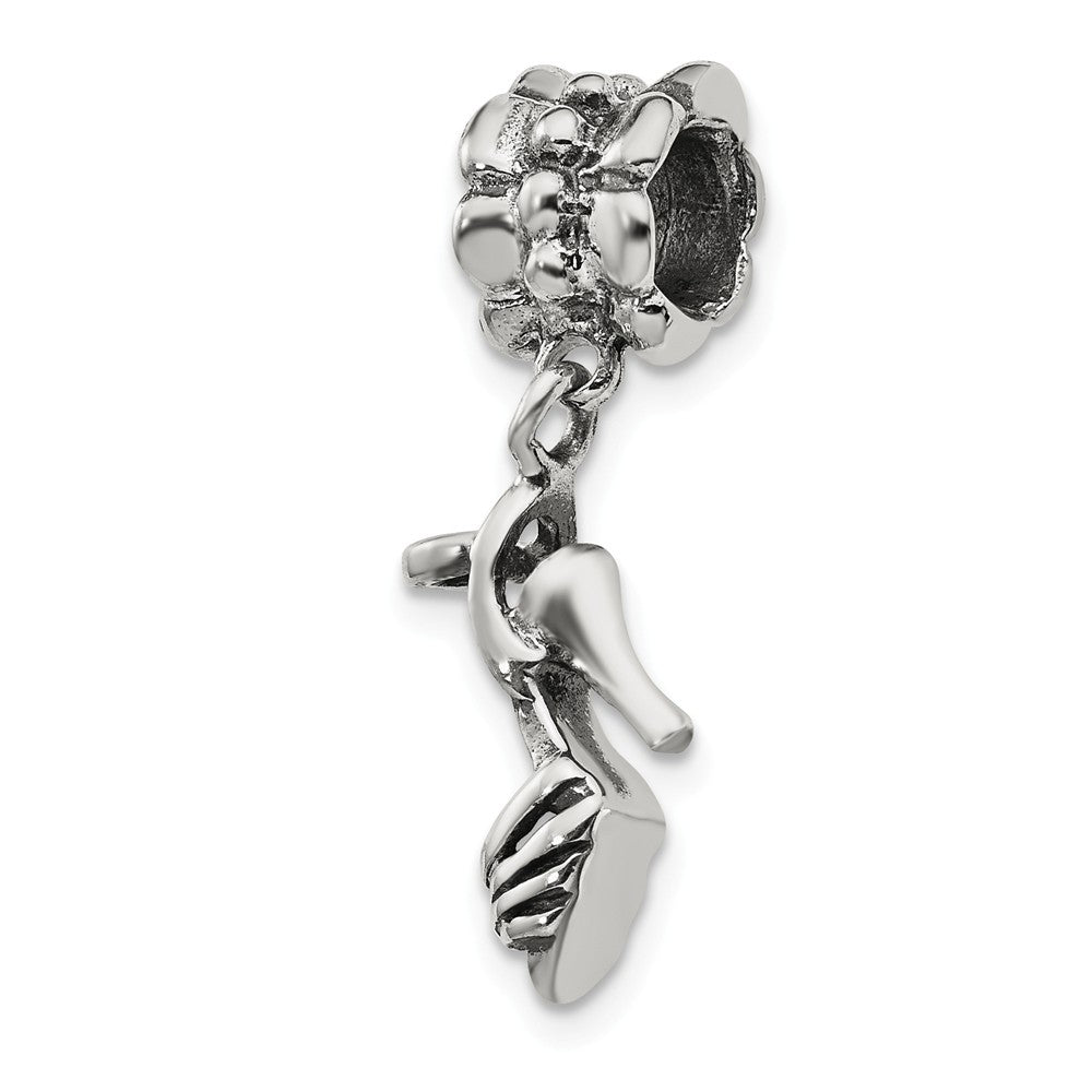 Sterling Silver High Heel Shoe Dangle Bead Charm, Item B9045 by The Black Bow Jewelry Co.