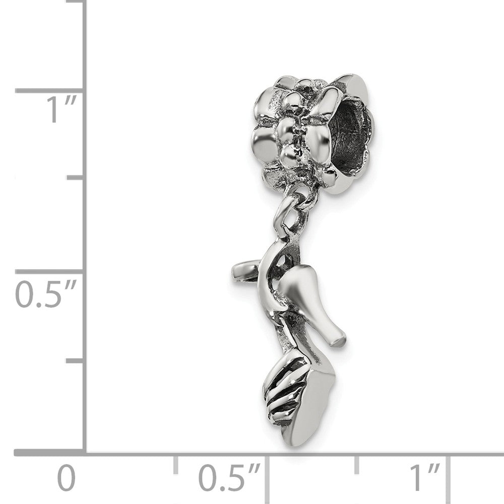 Alternate view of the Sterling Silver High Heel Shoe Dangle Bead Charm by The Black Bow Jewelry Co.