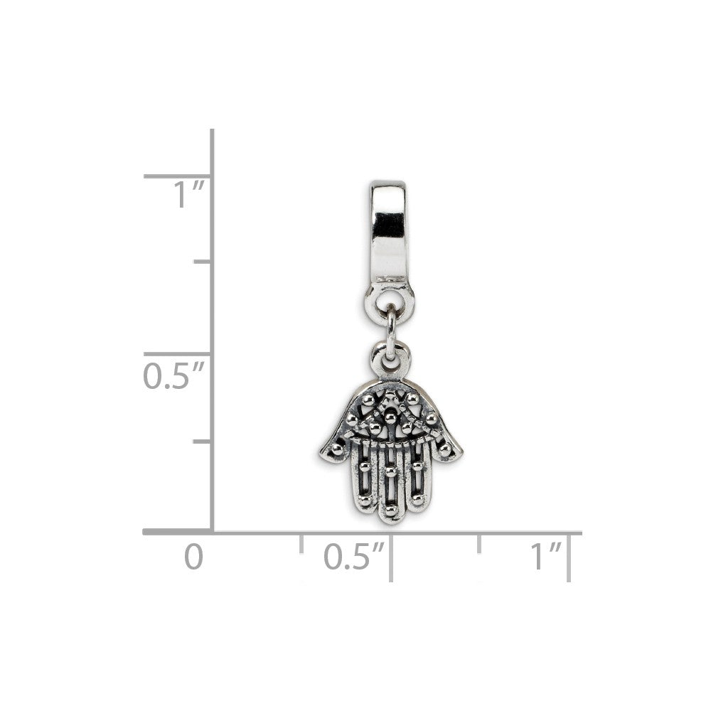 Alternate view of the Sterling Silver Hand of God Dangle Bead Charm by The Black Bow Jewelry Co.
