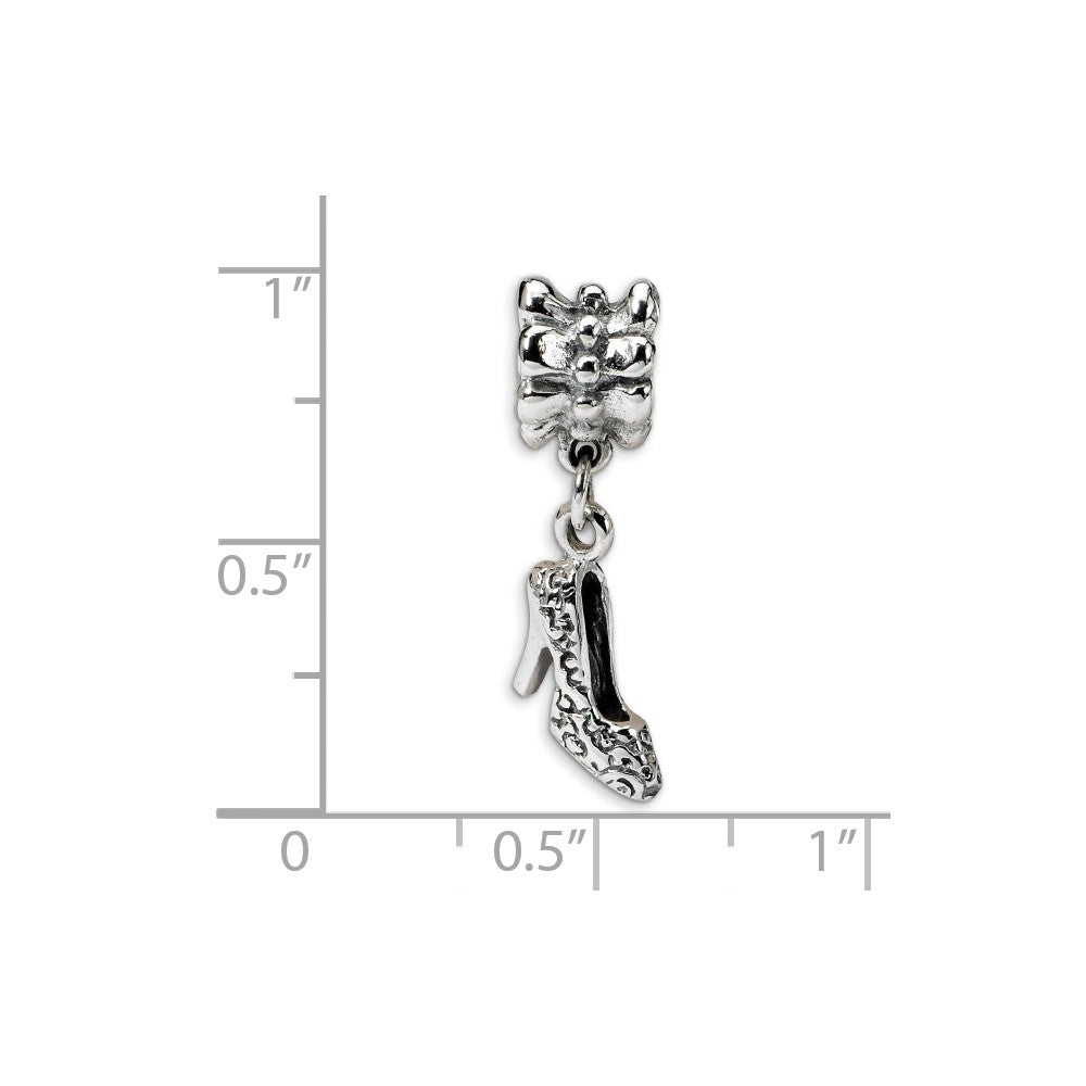 Alternate view of the Sterling Silver High Heel Dangle Bead Charm by The Black Bow Jewelry Co.